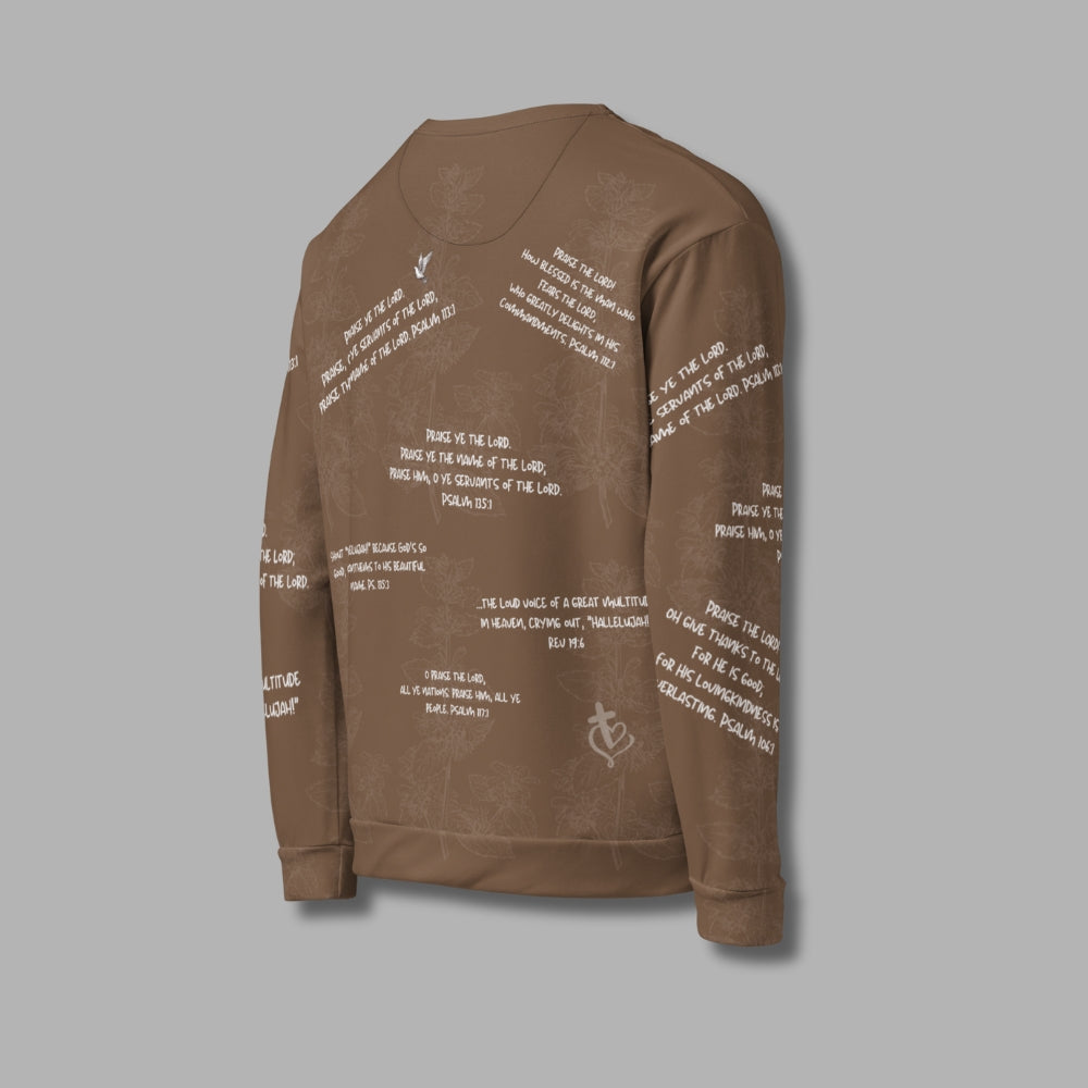 Hallelujah Sweatshirt – Christian Praise Apparel for Men & Women | Bible Verse Design (Mocha)