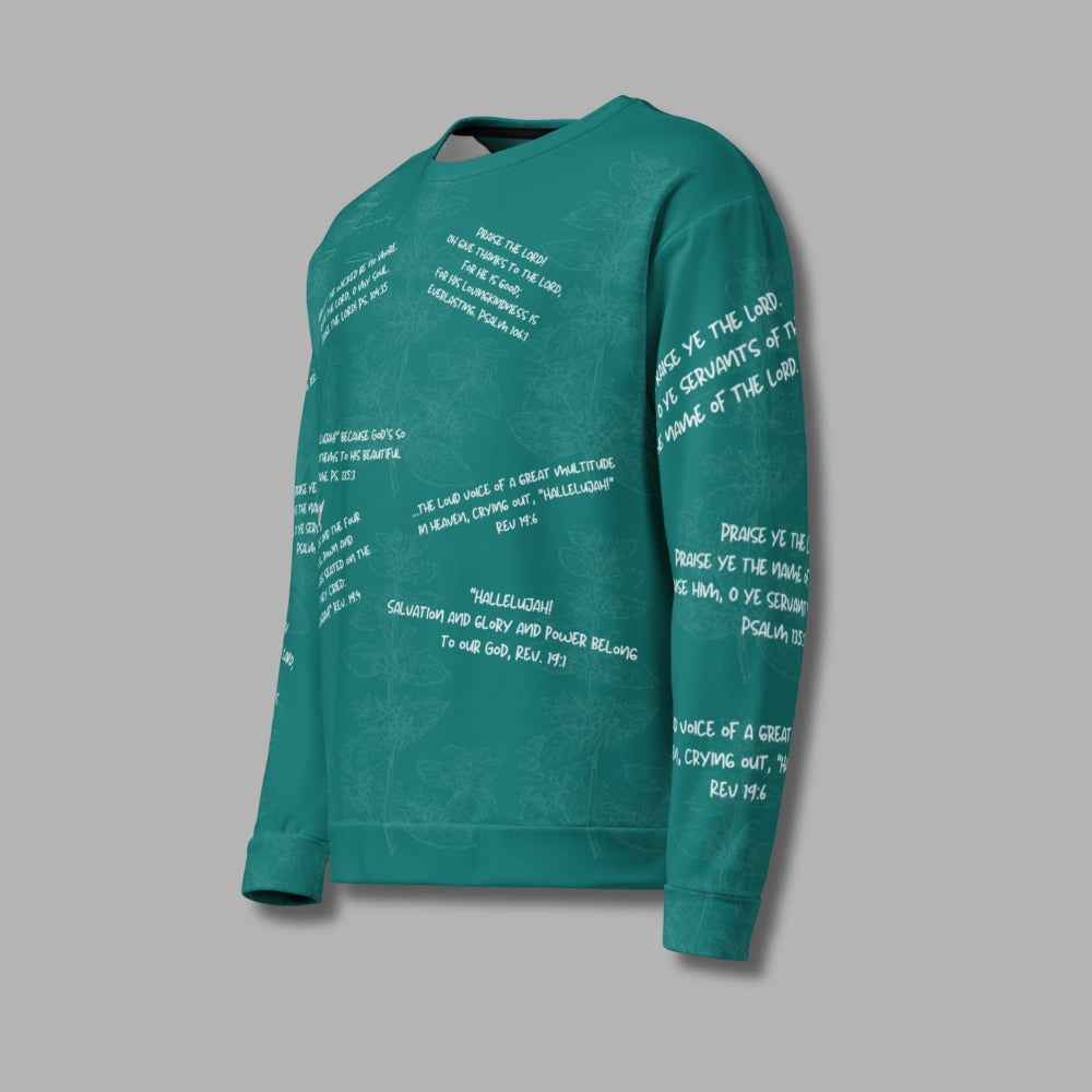 Hallelujah Sweatshirt – Christian Praise Apparel for Men & Women | Bible Verse Design (Teal)