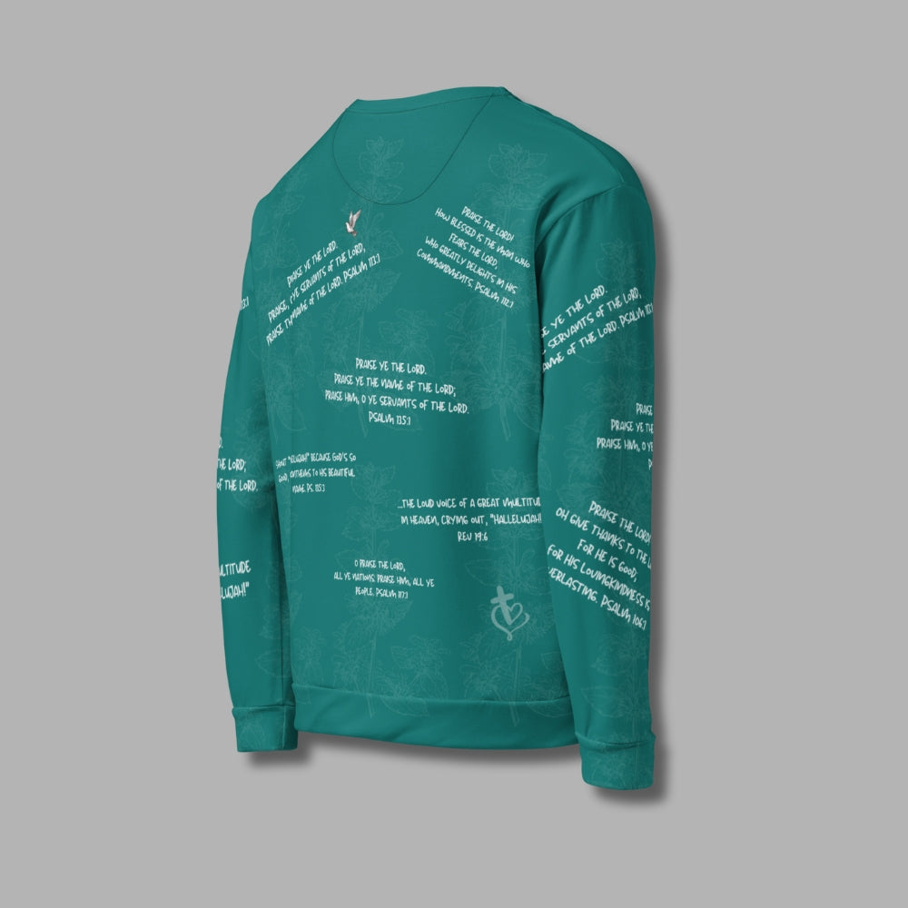 Hallelujah Sweatshirt – Christian Praise Apparel for Men & Women | Bible Verse Design (Teal)