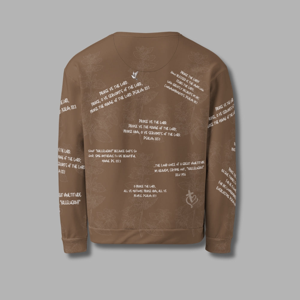 Hallelujah Sweatshirt – Christian Praise Apparel for Men & Women | Bible Verse Design (Mocha)