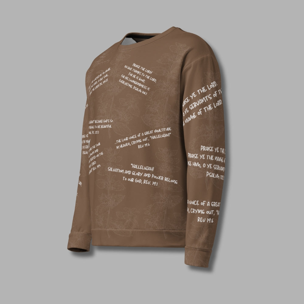 Hallelujah Sweatshirt – Christian Praise Apparel for Men & Women | Bible Verse Design (Mocha)