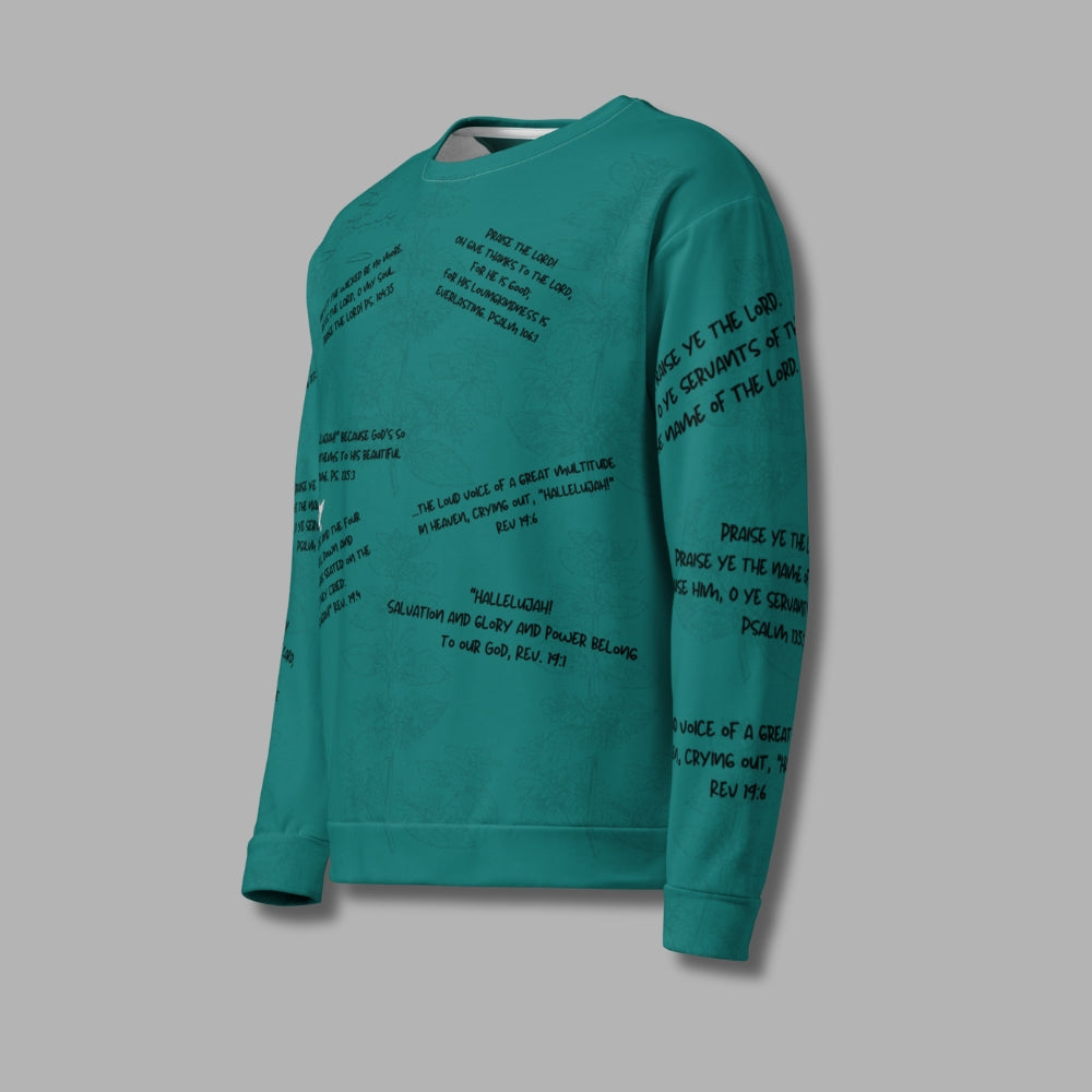 Hallelujah Sweatshirt – Christian Praise Apparel for Men & Women | Bible Verse Design (Teal)