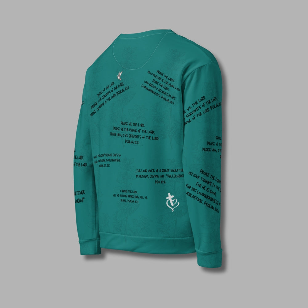 Hallelujah Sweatshirt – Christian Praise Apparel for Men & Women | Bible Verse Design (Teal)