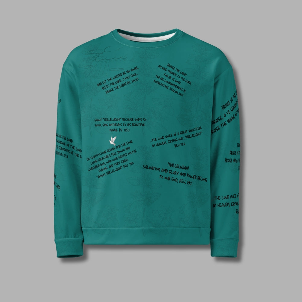 Hallelujah Sweatshirt – Christian Praise Apparel for Men & Women | Bible Verse Design (Teal)