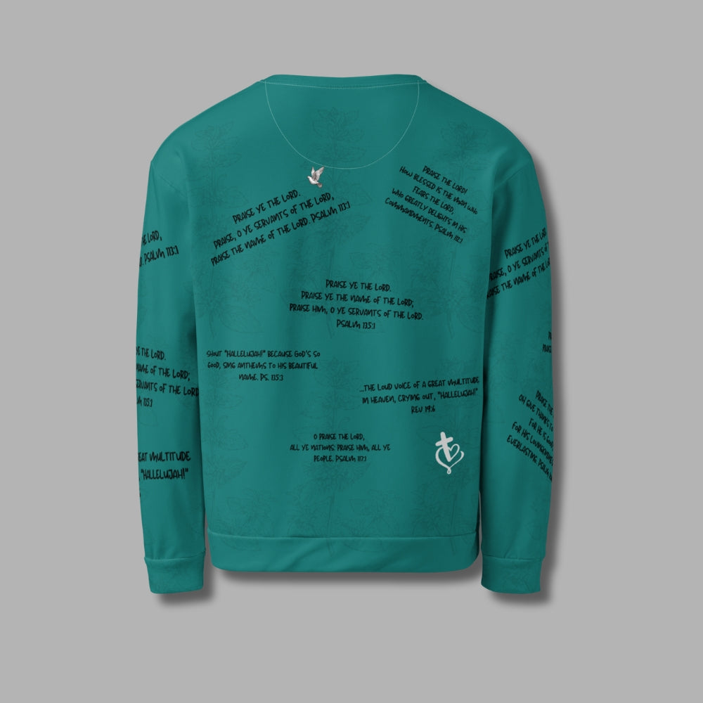 Hallelujah Sweatshirt – Christian Praise Apparel for Men & Women | Bible Verse Design (Teal)