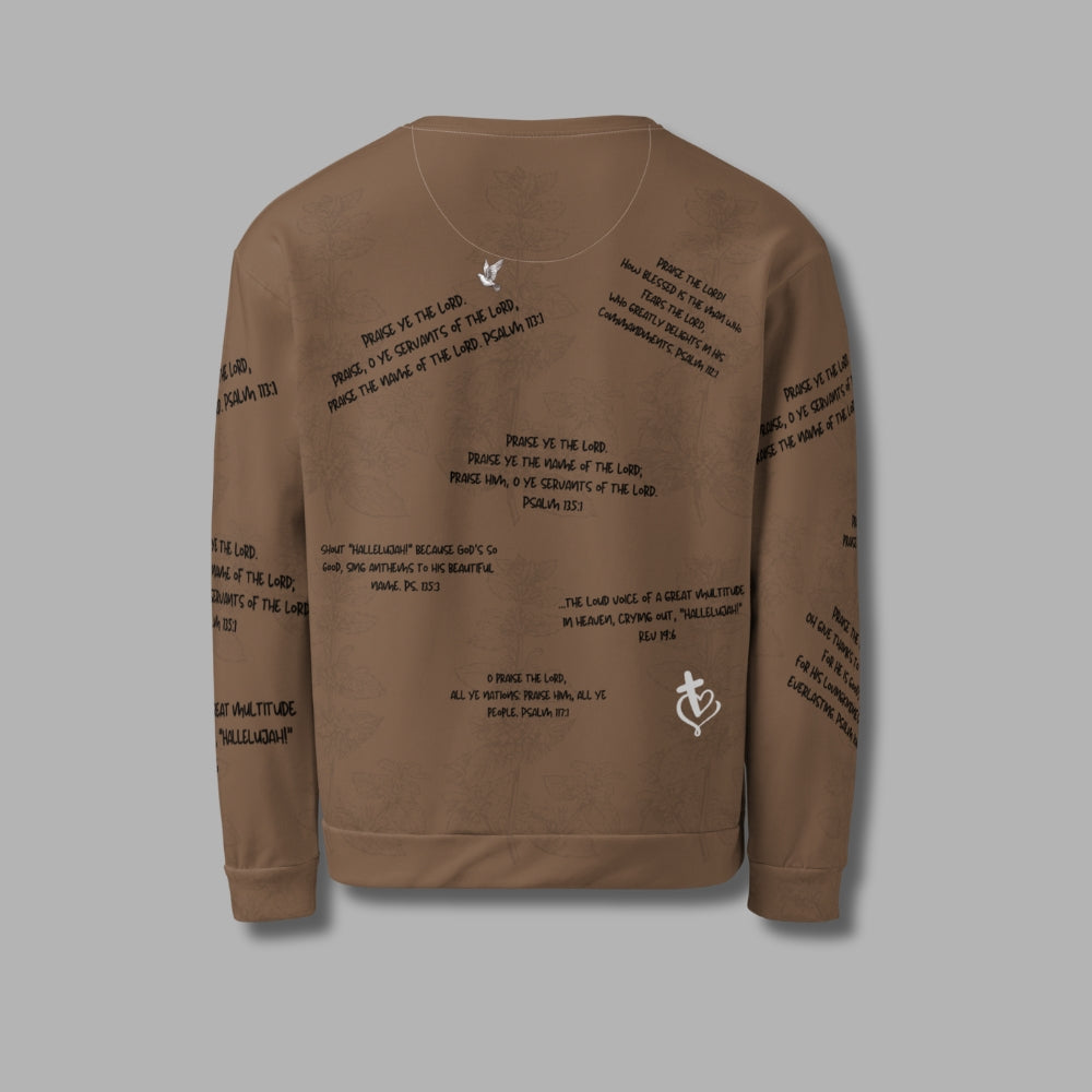 Hallelujah Sweatshirt – Christian Praise Apparel for Men & Women | Bible Verse Design (Mocha)