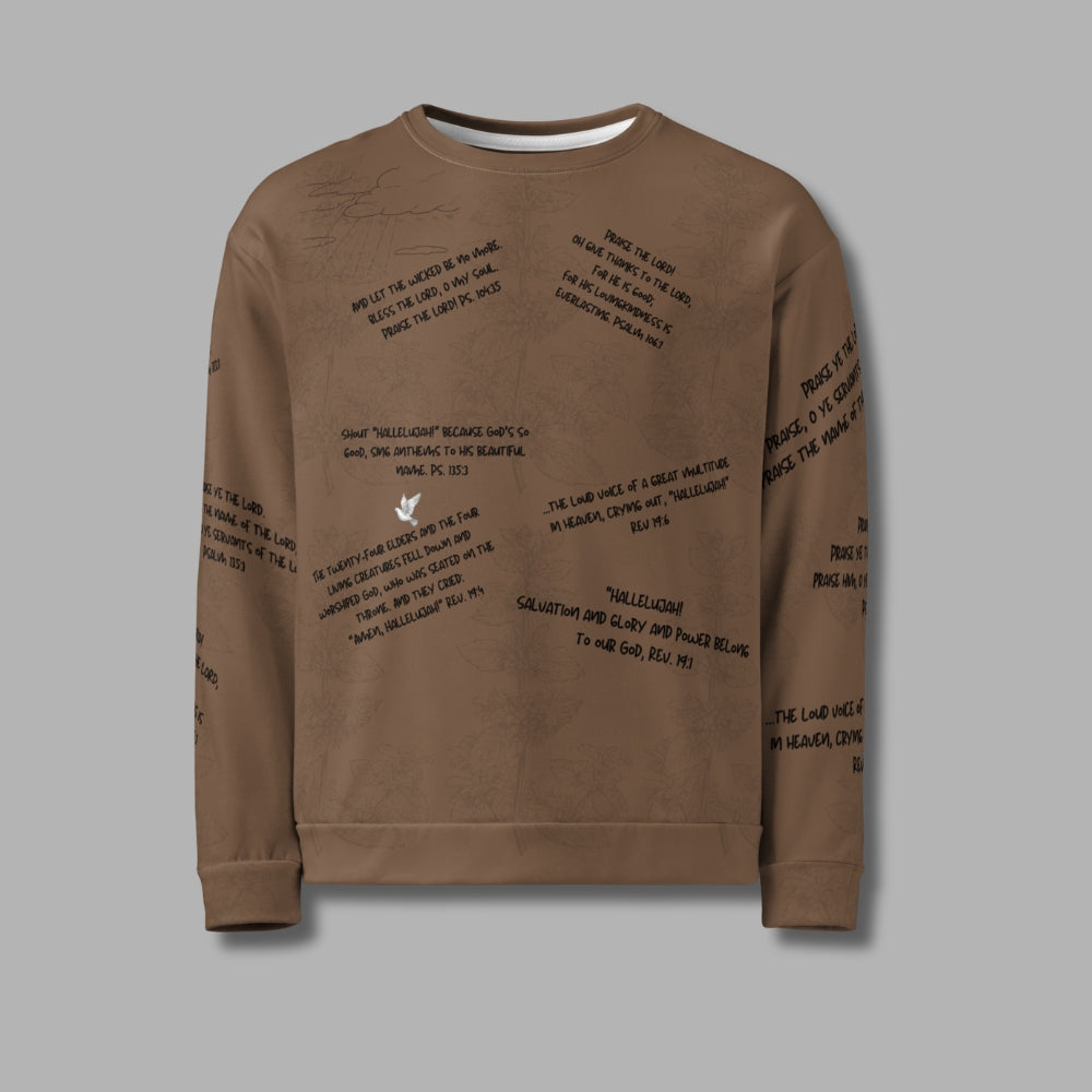Hallelujah Sweatshirt – Christian Praise Apparel for Men & Women | Bible Verse Design (Mocha)