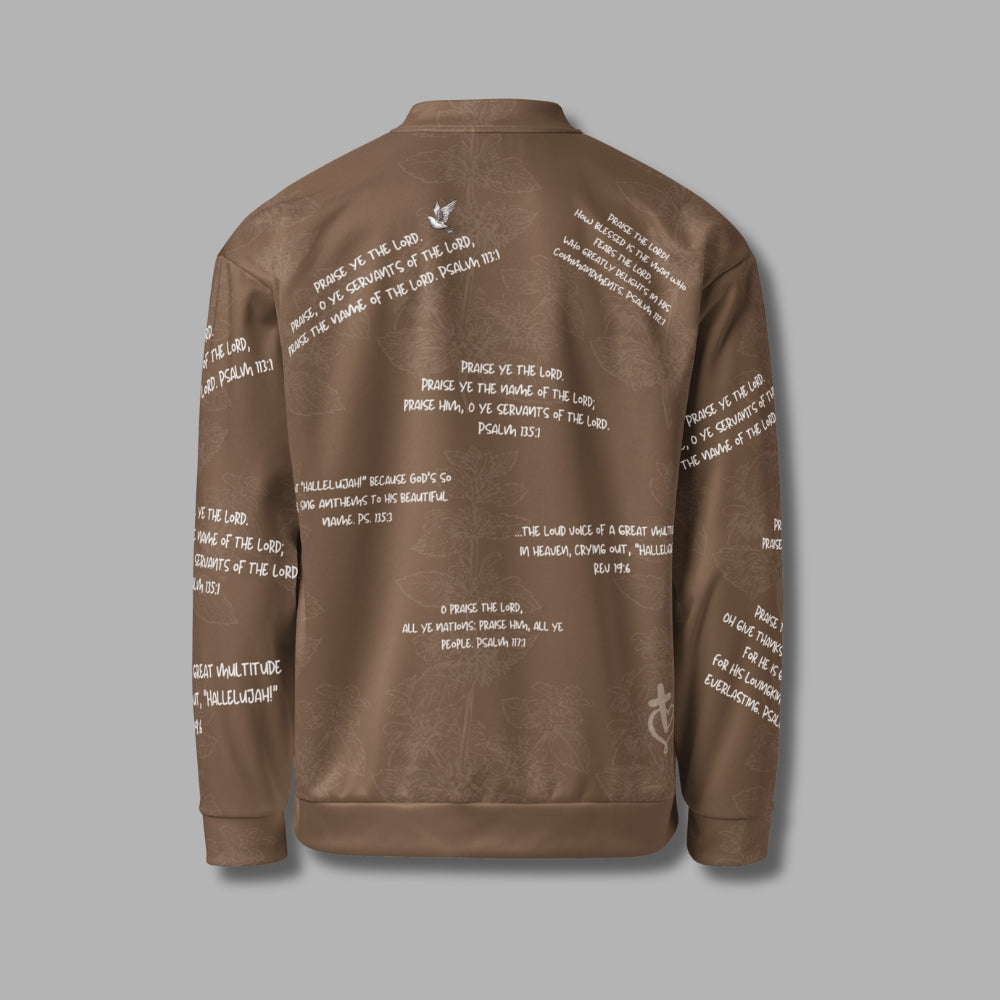 Hallelujah Unisex Bomber Jacket – Christian Streetwear with Bible Scriptures | Priesthood Threads (Black)