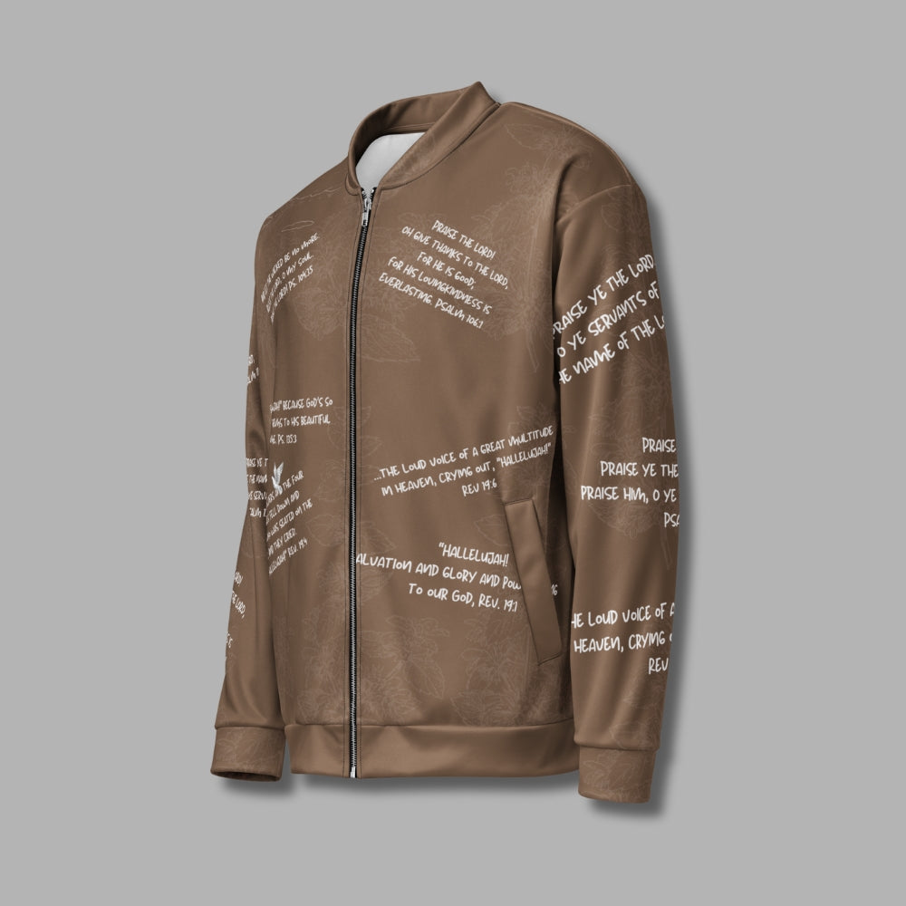 Hallelujah Unisex Bomber Jacket – Christian Streetwear with Bible Scriptures | Priesthood Threads (Black)