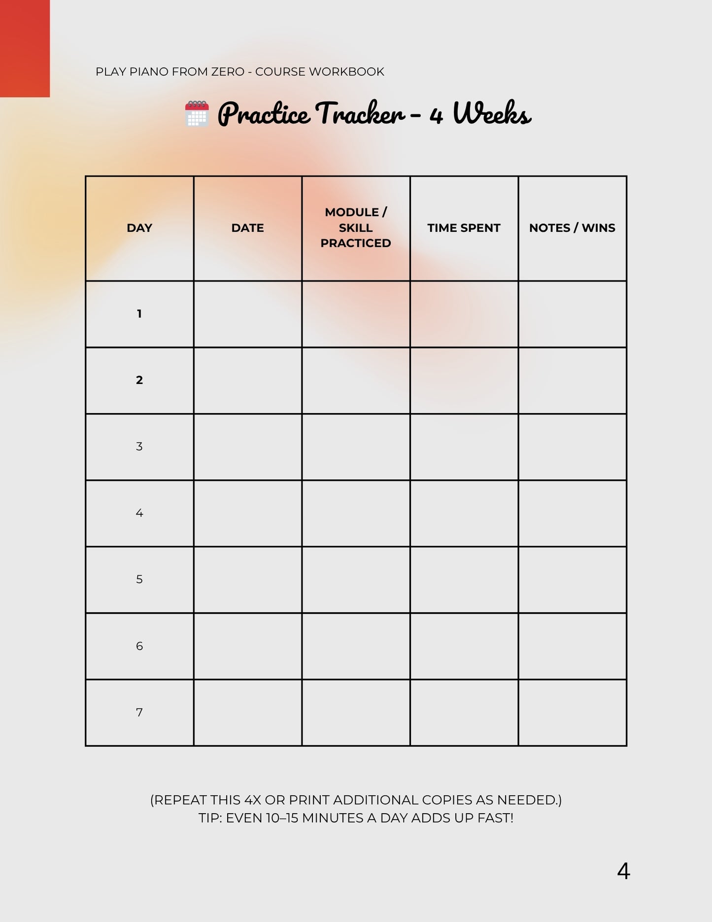 🎹 Play Piano From Zero — Physical Workbook