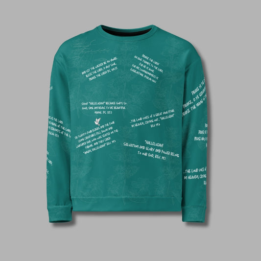 Hallelujah Sweatshirt – Christian Praise Apparel for Men & Women | Bible Verse Design (Teal)