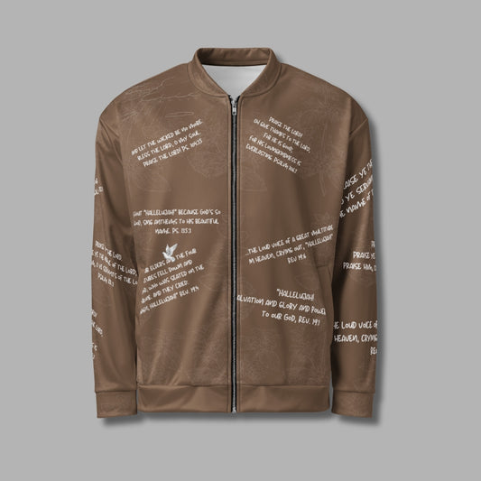 Hallelujah Unisex Bomber Jacket – Christian Streetwear with Bible Scriptures | Priesthood Threads (Black)